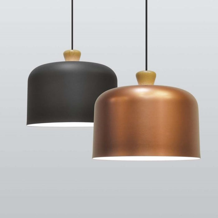 Belta Copper or Dark Grey and Wood Spazio Nordic Dome Pendant Light - Lighting.co.za