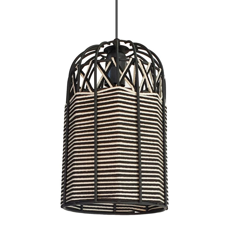 Barundi Black and Natural Woven Rope Pendant Light - Lighting.co.za