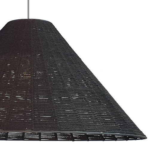 Faria Plain Black Cone Woven Rope Pendant Light - Lighting.co.za