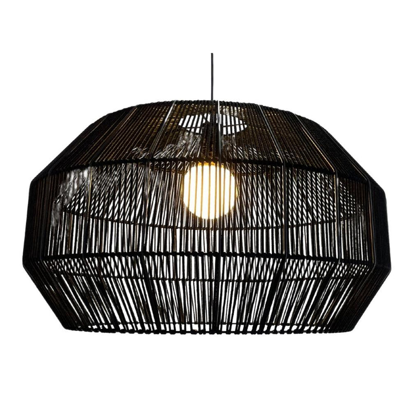 Rueben Black or Natural Woven Rope Dome Pendant Light - Lighting.co.za