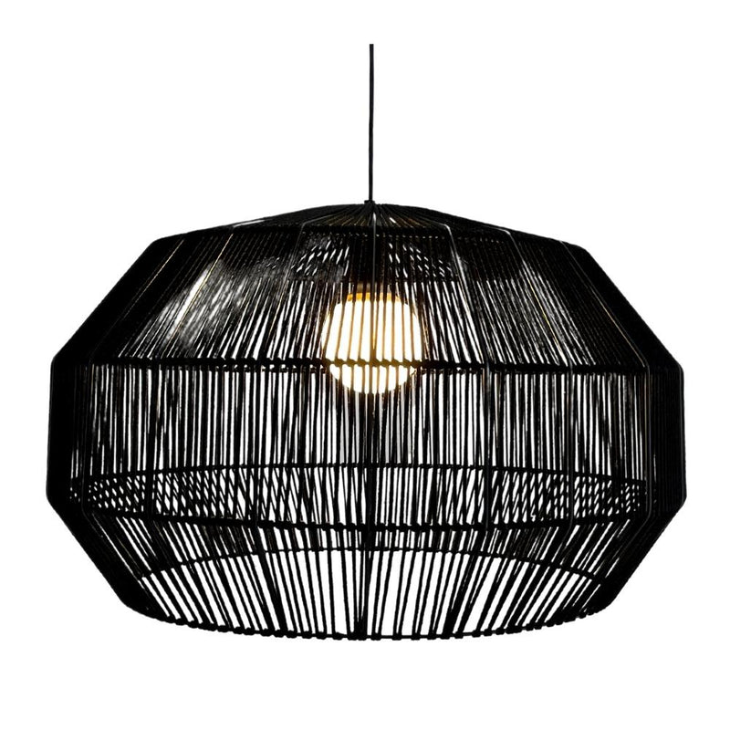 Rueben Black or Natural Woven Rope Dome Pendant Light - Lighting.co.za