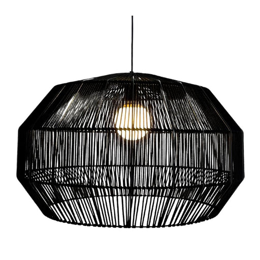 Rueben Black or Natural Woven Rope Dome Pendant Light - Lighting.co.za