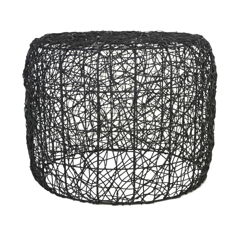Nomad Black Natural Woven Ottoman - Lighting.co.za