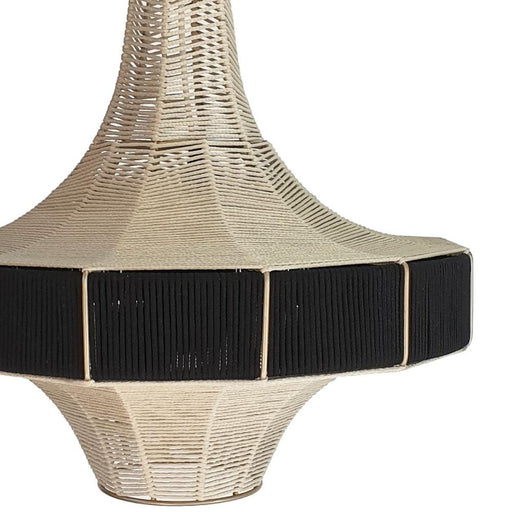 Morocco Black and Natural Woven Rope Tall Pendant Light - Lighting.co.za