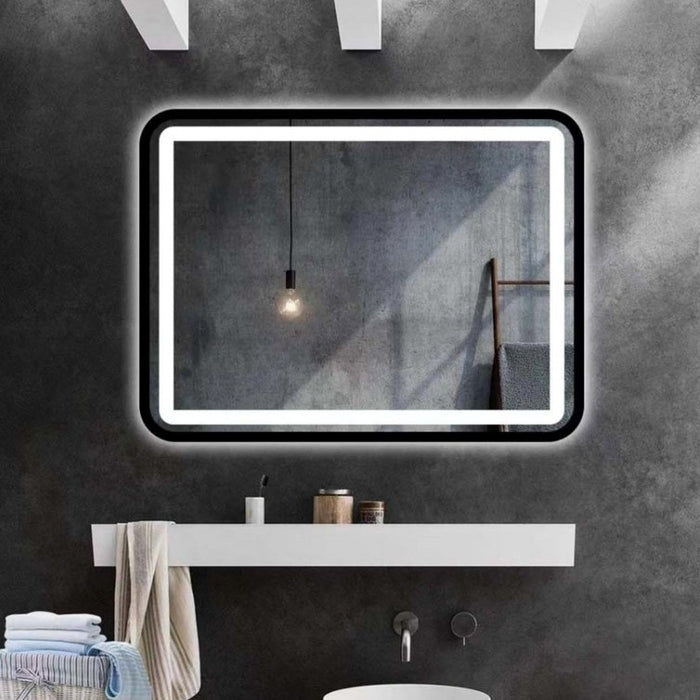 Anura Black Frame Rectangular LED Bathroom Mirror Wall Light - Lighting.co.za