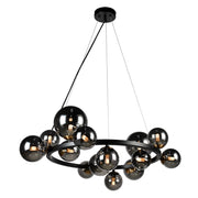 Bubble Round 14 Light Black And Smoke Glass Pendant Light - Lighting.co.za