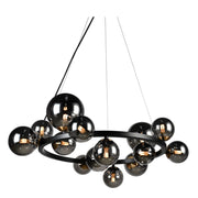 Bubble Round 14 Light Black And Smoke Glass Pendant Light - Lighting.co.za