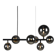 Bubble 7 Light Sphere And Stem Black And Smoke Glass Pendant Light - Lighting.co.za