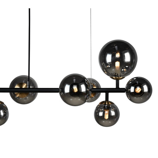 Bubble 7 Light Sphere And Stem Black And Smoke Glass Pendant Light - Lighting.co.za