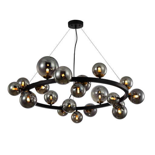 Bubble Round 14 | 20 Light Black And Smoke Glass Pendant Light - Lighting.co.za