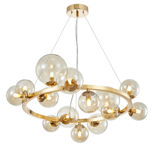 Bubble Round 14 | 20 Light Gold and Amber Glass Pendant Light - Lighting.co.za