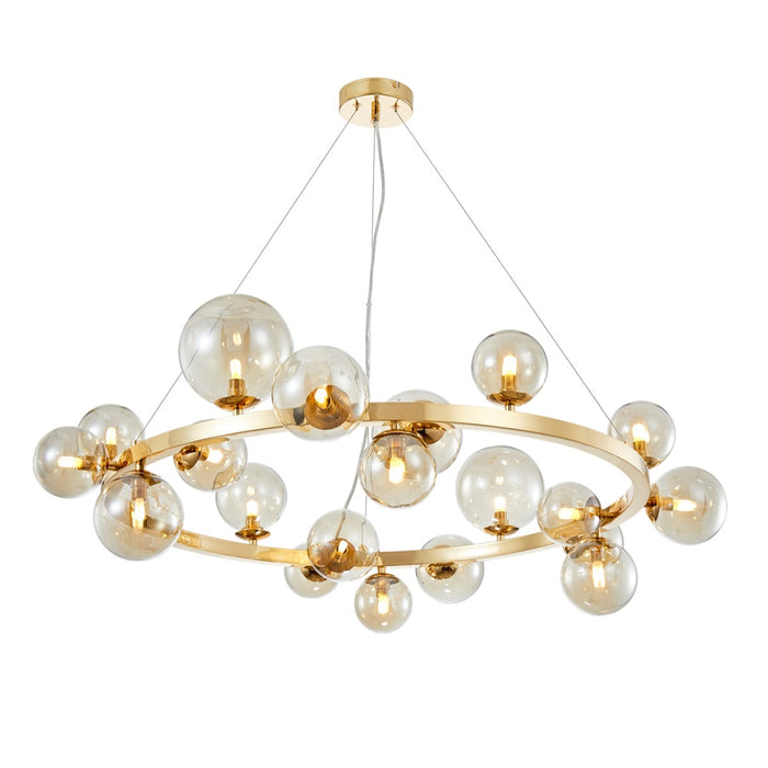 Bubble Round 14 | 20 Light Gold and Amber Glass Pendant Light - Lighting.co.za
