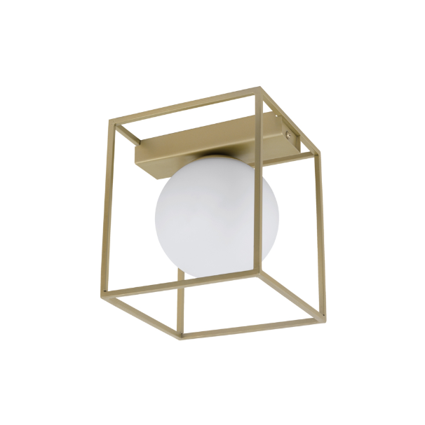Vallaspra Satin Gold And White Glass Ceiling Light 2 Sizes - Lighting.co.za