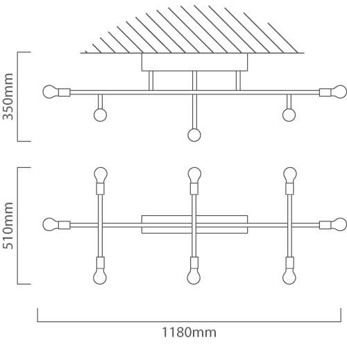 Belsiana Black Multi 6 Or 8 Light Ceiling Light - Lighting.co.za