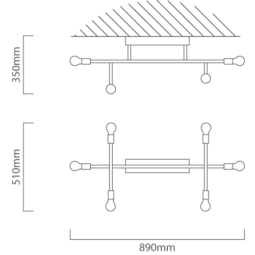 Belsiana Black Multi 6 Or 8 Light Ceiling Light - Lighting.co.za