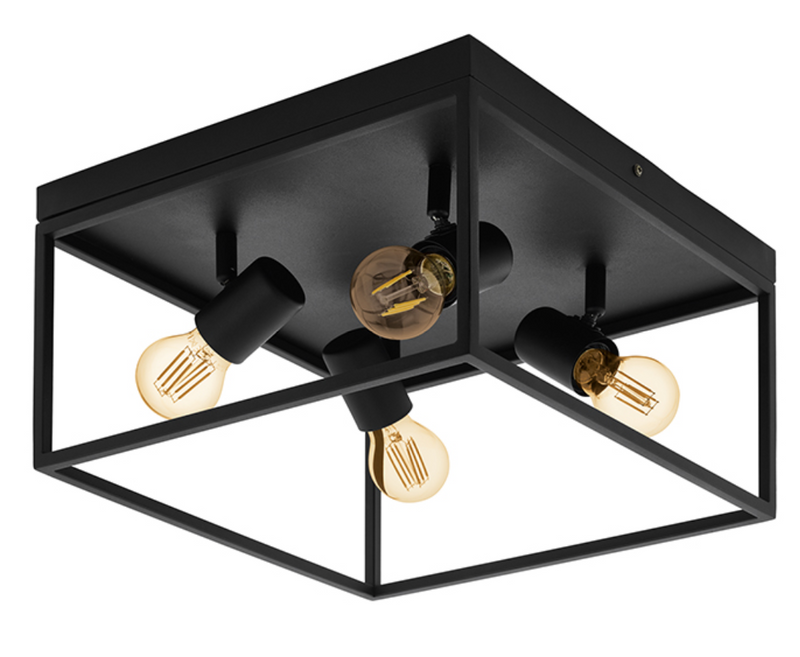 Silentina 4 Light Square Open Black Ceiling Light - Lighting.co.za