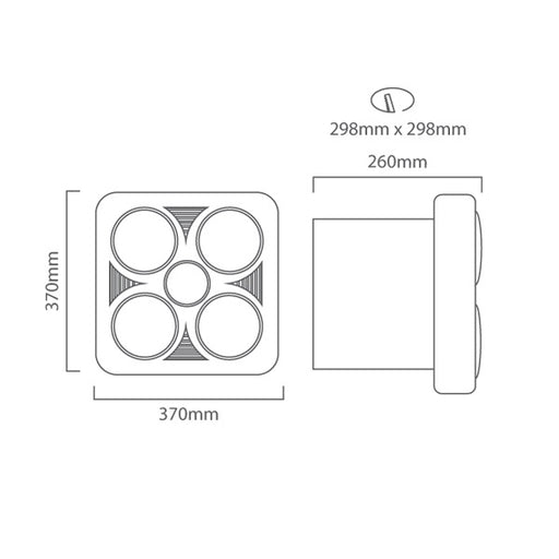 Hazel White Square 3 in 1 Bathroom Heater Extractor Fan Ceiling Light - Lighting.co.za