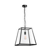 Grayson Black And Clear Glass Lantern Square Rustic Pendant Light 2 Sizes - Lighting.co.za