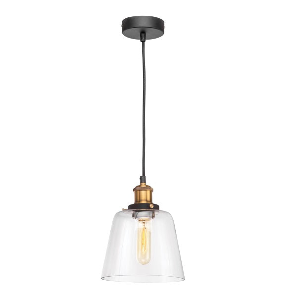 Hazel Clear Glass And Antique Brass Pendant Light - Lighting.co.za