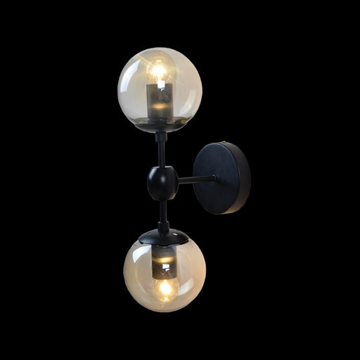 Art Deco 2 Light Black And Amber Glass Wall Light - Lighting.co.za