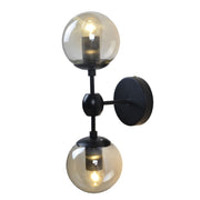 Art Deco 2 Light Black And Amber Glass Wall Light - Lighting.co.za