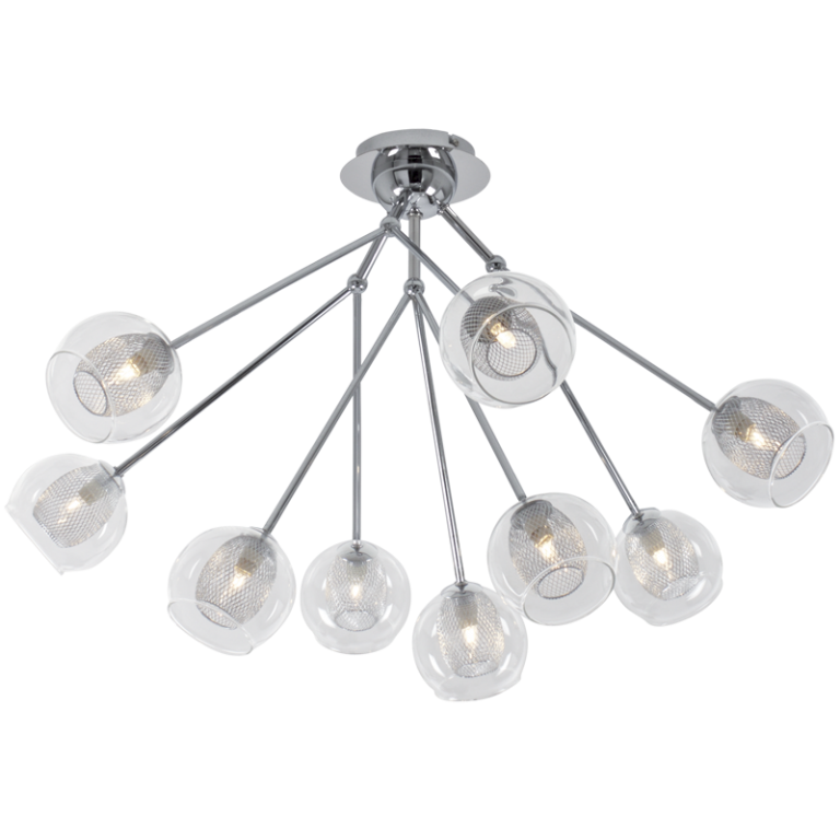 Bella Chrome And Glass 9 Light Ceiling Light - Lighting.co.za