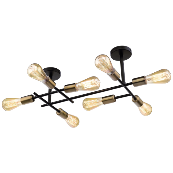 Grid 8 Light Black And Chrome | Brass Ceiling Light - Lighting.co.za