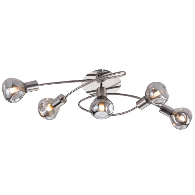 Milan Smoke Glass 5 Light Ceiling Light - Lighting.co.za