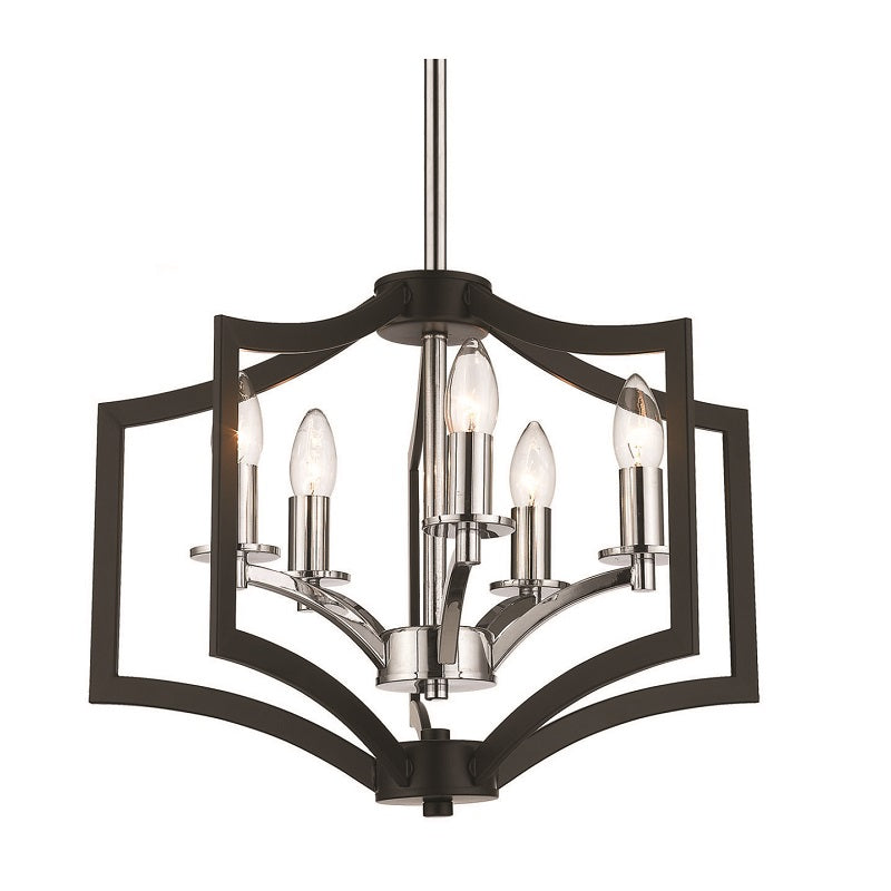 Chelsea 5 Light Black and Chrome Chandelier - Lighting.co.za