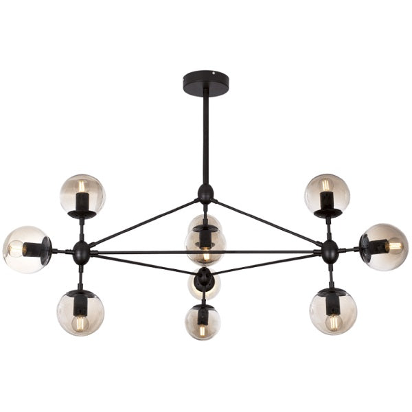 Molecule 10 Light Black and Amber Glass Pendant Light - Lighting.co.za
