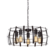 Folio Round 5 Light Black Chandelier - Lighting.co.za