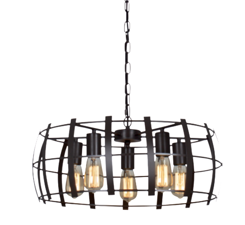 Folio Round 5 Light Black Chandelier - Lighting.co.za