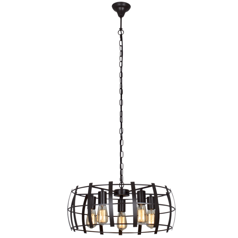Folio Round 5 Light Black Chandelier - Lighting.co.za