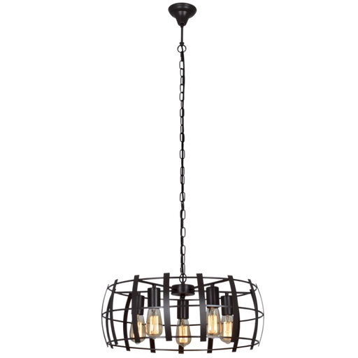 Folio Round 5 Light Black Chandelier - Lighting.co.za