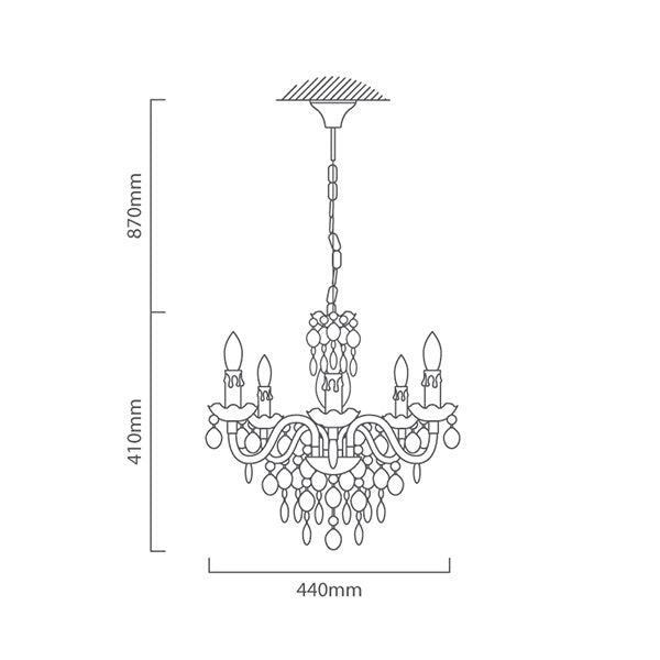 Odile 5 Light Clear Acrylic Chandelier - Lighting.co.za