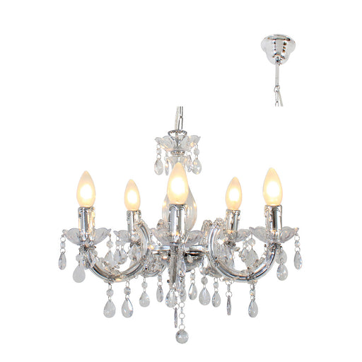 Odile 5 Light Clear Acrylic Chandelier - Lighting.co.za