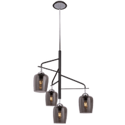 Exos 4 Light Black And Smoke Glass Chandelier - Lighting.co.za