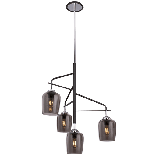 Exos 4 Light Black And Smoke Glass Chandelier - Lighting.co.za