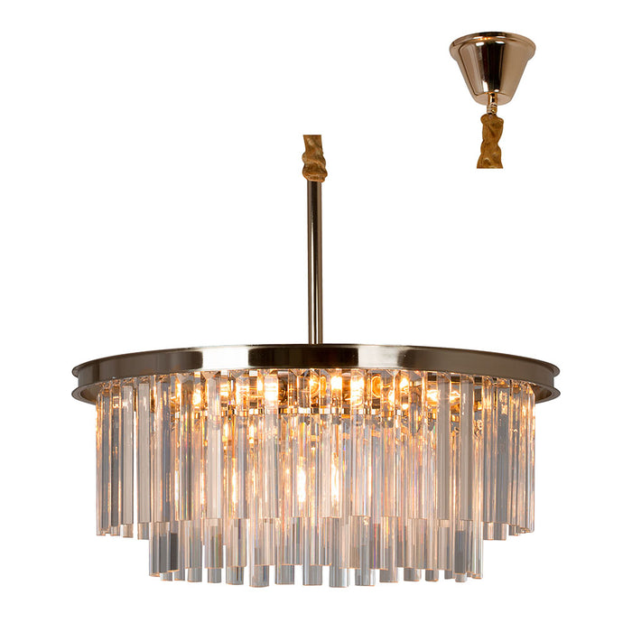 Anzell Gold Round 2 Tier Clear Crystal Glass Chandelier - Lighting.co.za