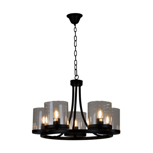 Chaplin Black and Clear Glass 5 Light Chandelier - Lighting.co.za