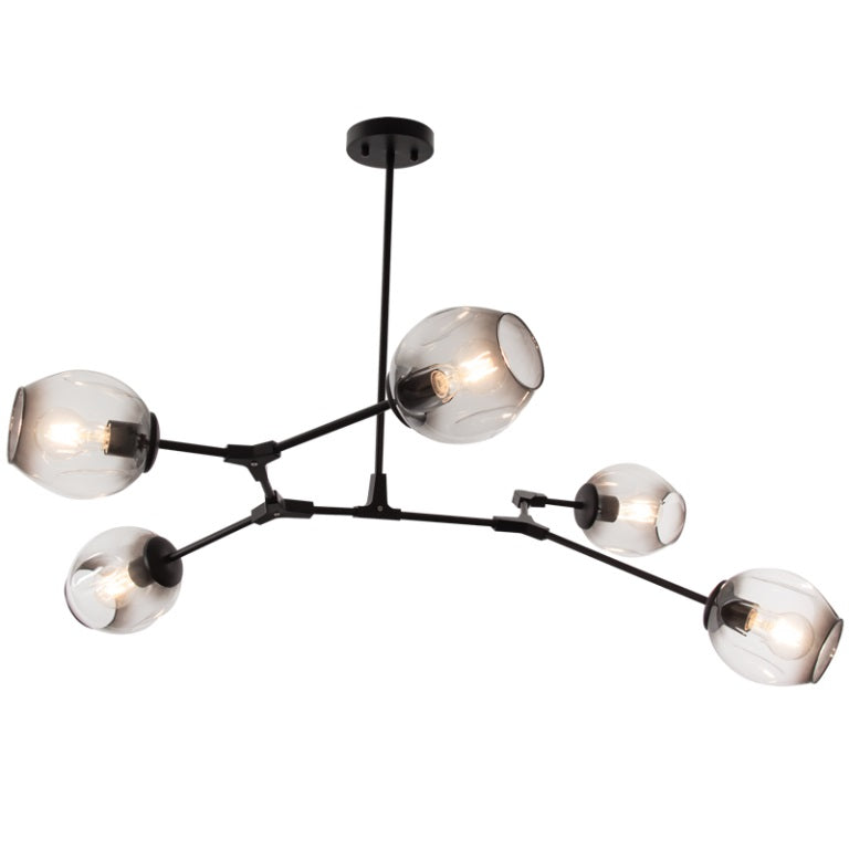 Amador Classic Branch 5 Light Smoke or Amber Glass Pendant Light - Lighting.co.za