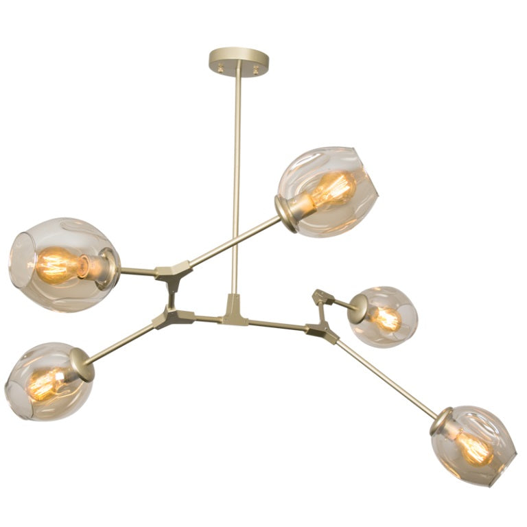 Amador Classic Branch 5 Light Smoke or Amber Glass Pendant Light - Lighting.co.za