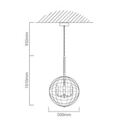 Sparta Black Sphere Grid 4 | 6 Light Pendant Light - Lighting.co.za