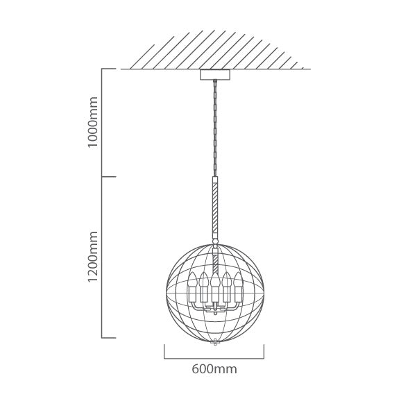 Sparta Black Sphere Grid 4 | 6 Light Pendant Light - Lighting.co.za