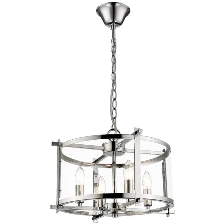 Bow Chrome And Clear Plain Glass Shade Pendant Light - Lighting.co.za
