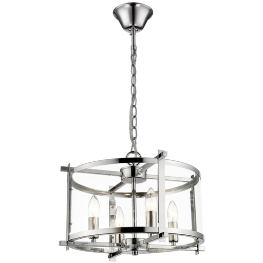 Bow Chrome And Clear Plain Glass Shade Pendant Light - Lighting.co.za