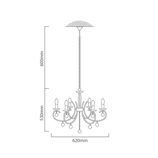 Country Antique Brown | Chrome 6 | 8 Light Chandelier - Lighting.co.za