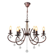 Country Antique Brown | Chrome 6 | 8 Light Chandelier - Lighting.co.za