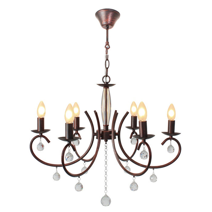 Country Antique Brown | Chrome 6 | 8 Light Chandelier - Lighting.co.za