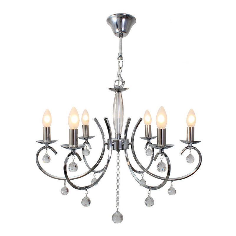 Country Antique Brown | Chrome 6 | 8 Light Chandelier - Lighting.co.za